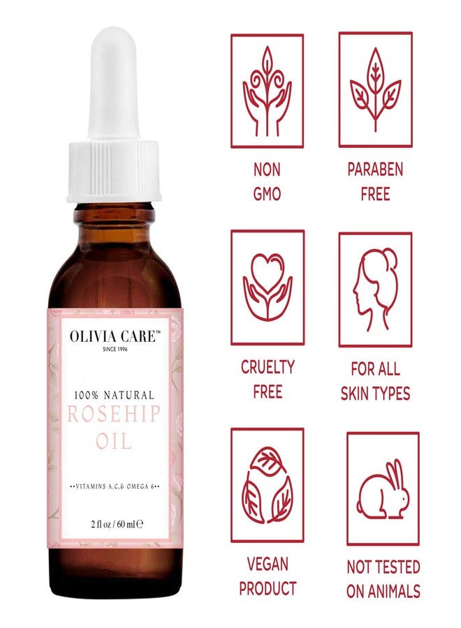 Olivia Care Rosehip Face Oil | Large 2 oz | Packed with Vitamins E, C and A to treat Wrinkles, Acne Scars, Blemishes and Dark Circle– All natural beauty moisturizer for skincare - Image 2